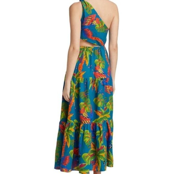 Farm Rio Women’s Blue Sunny Day One-shoulder Maxi Dress - Size M - Picture 4 of 16
